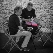 La Place du livre à Huy, avec Brigitte Moreau, Marc Meganck & Dominique Meessen.